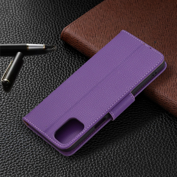 For LG K42 Litchi Texture Pure Color Horizontal Flip Leather Case with Holder & Card Slots & Wallet & Lanyard(Purple) - LG Cases by buy2fix | Online Shopping UK | buy2fix