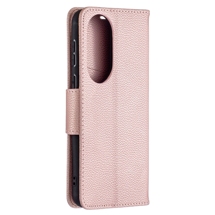 For Huawei P50 Litchi Texture Pure Color Horizontal Flip Leather Case with Holder & Card Slots & Wallet & Lanyard(Rose Gold) - Huawei Cases by buy2fix | Online Shopping UK | buy2fix