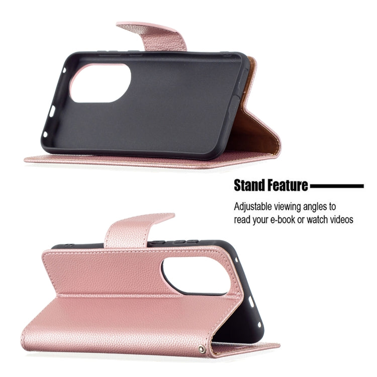 For Huawei P50 Litchi Texture Pure Color Horizontal Flip Leather Case with Holder & Card Slots & Wallet & Lanyard(Rose Gold) - Huawei Cases by buy2fix | Online Shopping UK | buy2fix