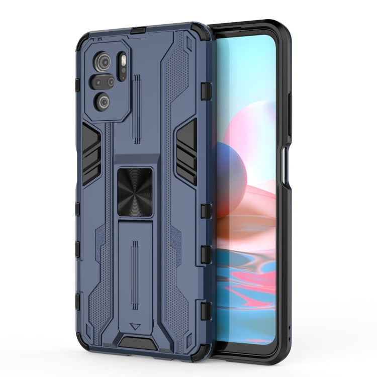 For Xiaomi Redmi Note 10 4G Supersonic PC + TPU Shock-proof Protective Case with Holder(Dark Blue) - Xiaomi Cases by buy2fix | Online Shopping UK | buy2fix
