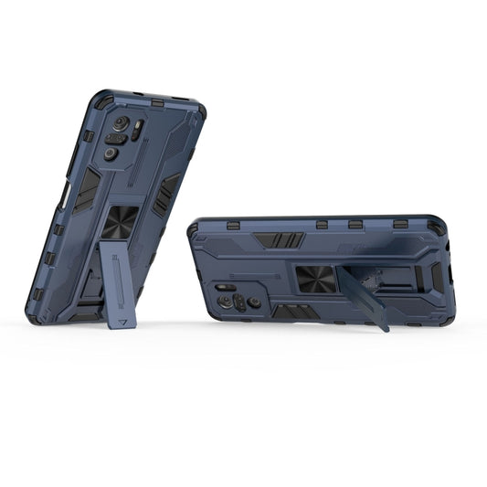 For Xiaomi Redmi Note 10 4G Supersonic PC + TPU Shock-proof Protective Case with Holder(Dark Blue) by buy2fix