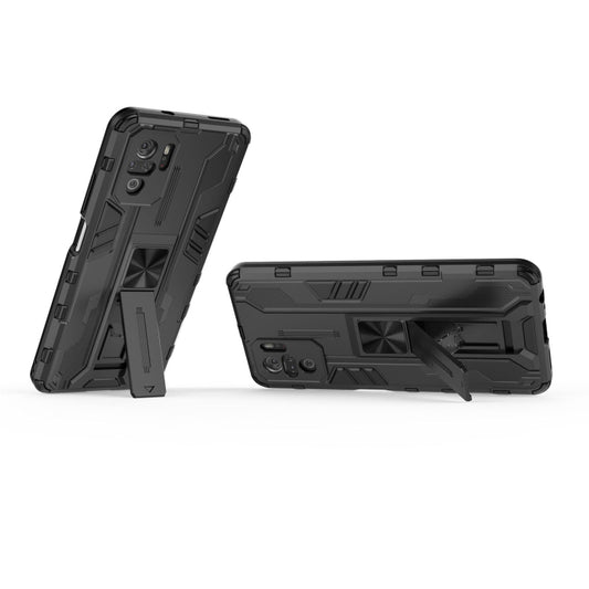 For Xiaomi Redmi Note 10 4G Supersonic PC + TPU Shock-proof Protective Case with Holder(Black) by buy2fix