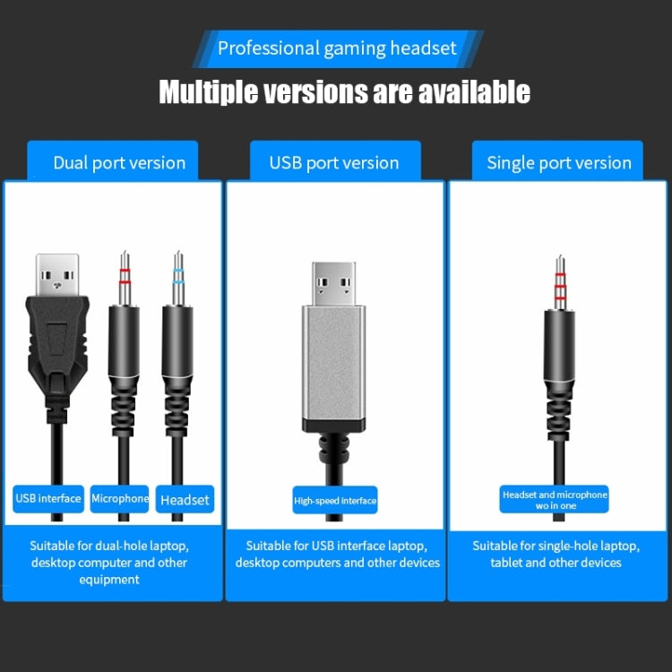 2 PCS G58 Head-Mounted Gaming Wired Headset with Microphone, Cable Length: about 2m, Color:Black 7.1 Single USB Version by buy2fix