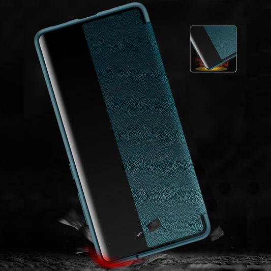 For Samsung Galaxy S20 FE Side Window View Shockproof Horizontal Flip Leather Case(Green) - Galaxy S20 FE Cases by buy2fix | Online Shopping UK | buy2fix