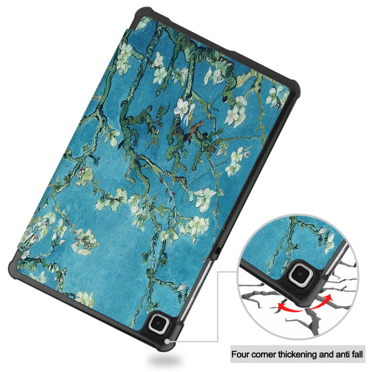 For Samsung Galaxy Tab A7 Lite T225 Colored Drawing Pattern Horizontal Flip Leather Case with Three-folding Holder & Sleep / Wake-up Function(Apricot Blossom) - Other Galaxy Tab PC by buy2fix | Online Shopping UK | buy2fix
