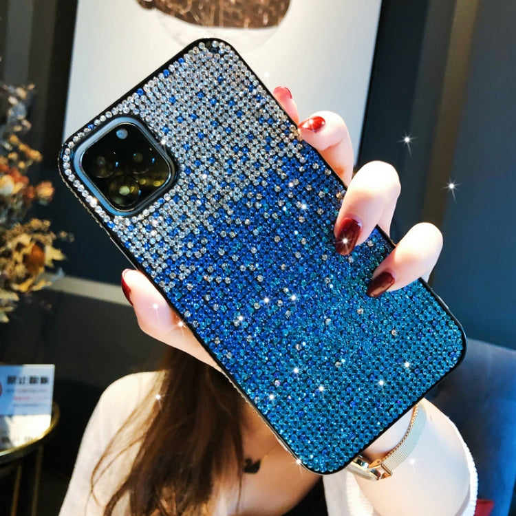 For iPhone 11 Pro Max PC + Crystal Diamond Tri-Color Gradient Protective Case(Gradient Blue) - iPhone 11 Pro Max Cases by buy2fix | Online Shopping UK | buy2fix