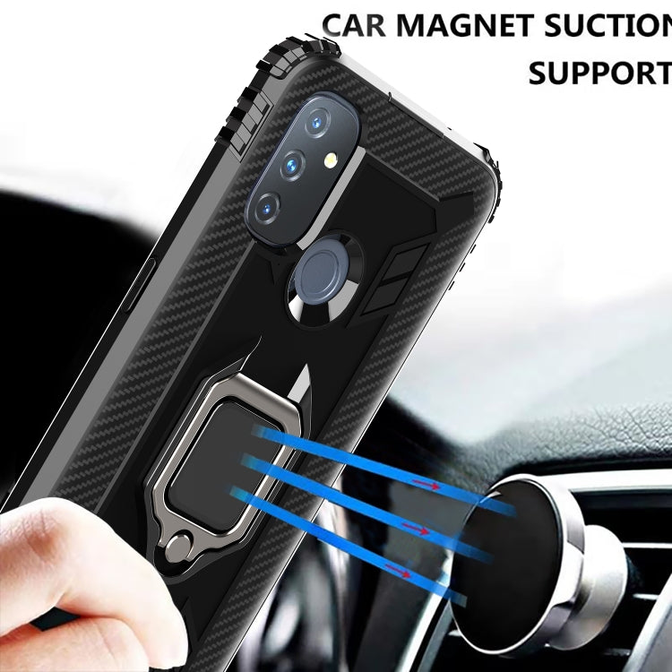 For OnePlus Nord N100 Carbon Fiber Protective Case with 360 Degree Rotating Ring Holder(Black) - OnePlus Cases by buy2fix | Online Shopping UK | buy2fix