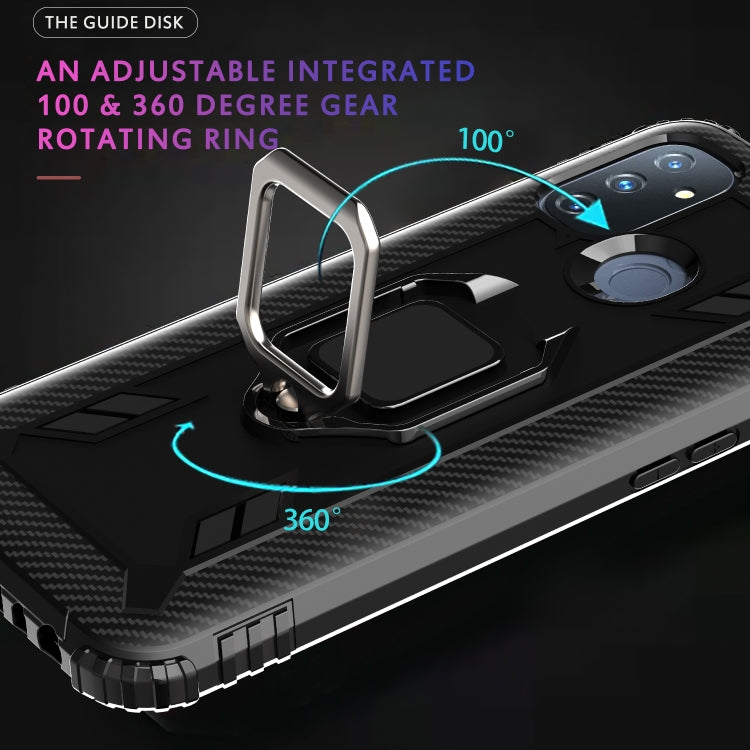 For OnePlus Nord N100 Carbon Fiber Protective Case with 360 Degree Rotating Ring Holder(Black) - OnePlus Cases by buy2fix | Online Shopping UK | buy2fix