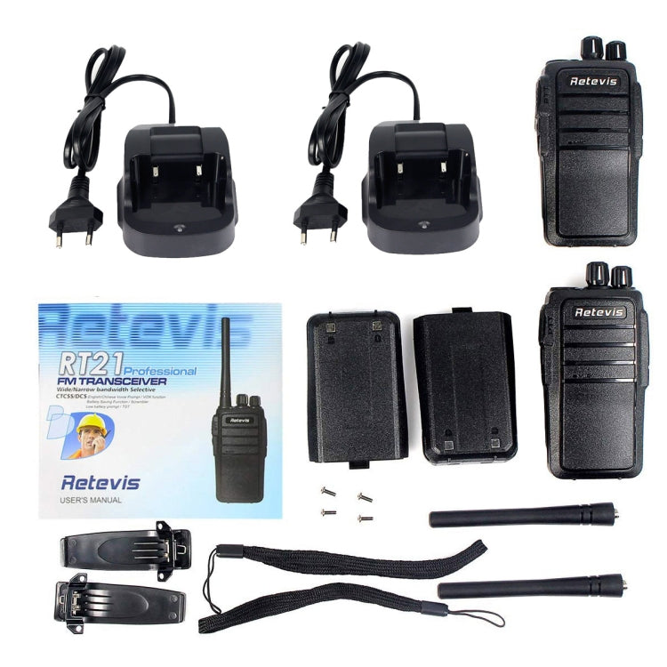 1 Pair RETEVIS RT21 2.5W US Frequency 400-480MHz 16CH Handheld Walkie Talkie, US Plug by RETEVIS