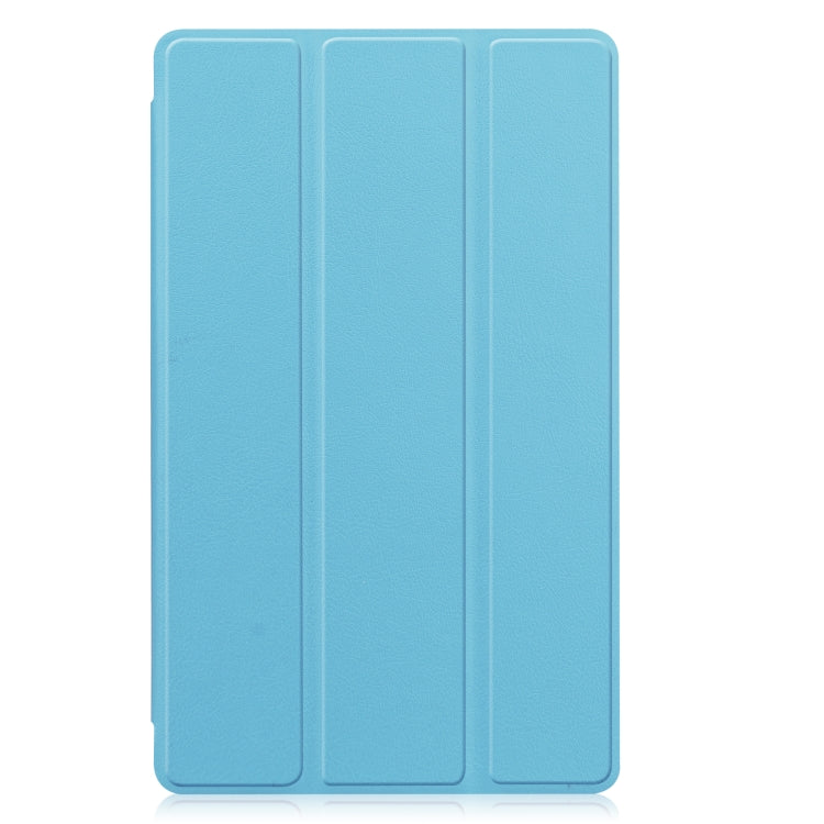 For Samsung Galaxy Tab A7 Lite T225 Custer Pattern Pure Color Horizontal Flip Leather Case with Three-folding Holder(Sky Blue) - Other Galaxy Tab PC by buy2fix | Online Shopping UK | buy2fix