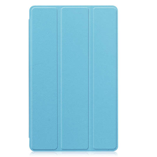 For Samsung Galaxy Tab A7 Lite T225 Custer Pattern Pure Color Horizontal Flip Leather Case with Three-folding Holder(Sky Blue) by buy2fix