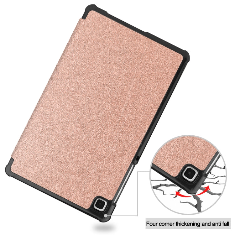 For Samsung Galaxy Tab A7 Lite T225 Custer Pattern Pure Color Horizontal Flip Leather Case with Three-folding Holder(Rose Gold) by buy2fix