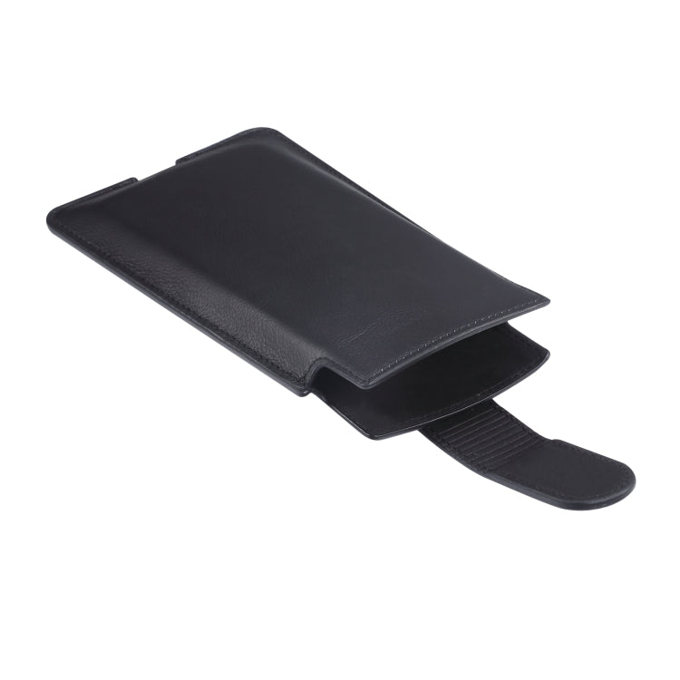 Universal Cow Leather Vertical Mobile Phone Leather Case Waist Bag For 6.1 inch and Below Phones(Black) - More iPhone Cases by buy2fix | Online Shopping UK | buy2fix