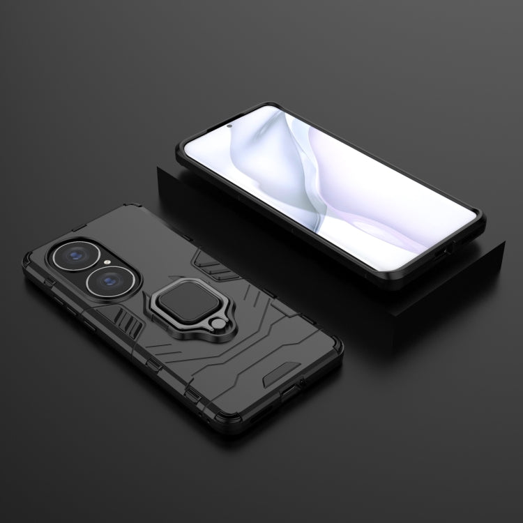 For Huawei P50 Pro PC + TPU Shockproof Protective Case with Magnetic Ring Holder(Black) by buy2fix