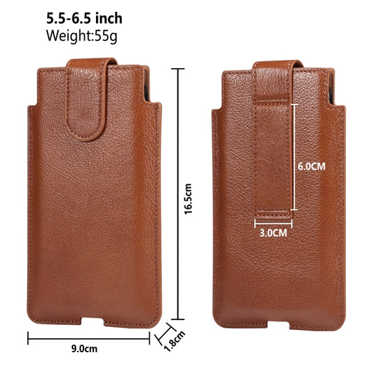 Universal Cow Leather Vertical Mobile Phone Leather Case Waist Bag For 5.5-6.5 inch and Below Phones(Brown) by buy2fix