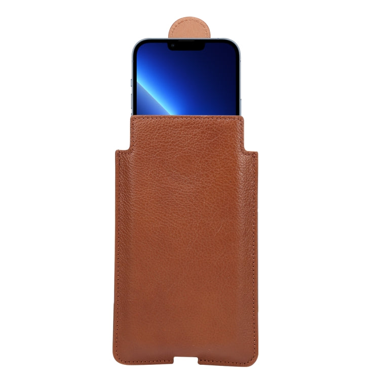 Universal Cow Leather Vertical Mobile Phone Leather Case Waist Bag For 7.2 inch and Below Phones(Brown) - More iPhone Cases by buy2fix | Online Shopping UK | buy2fix