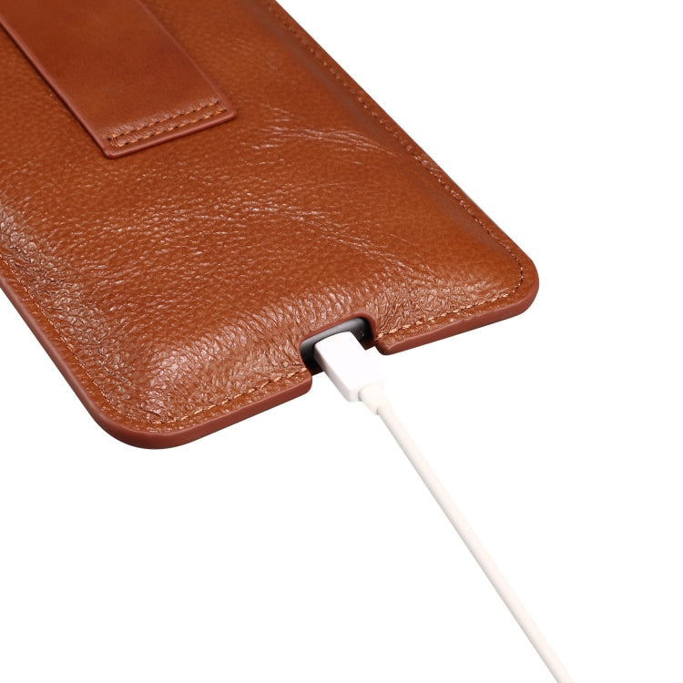 Universal Cow Leather Vertical Mobile Phone Leather Case Waist Bag For 7.2 inch and Below Phones(Brown) - More iPhone Cases by buy2fix | Online Shopping UK | buy2fix