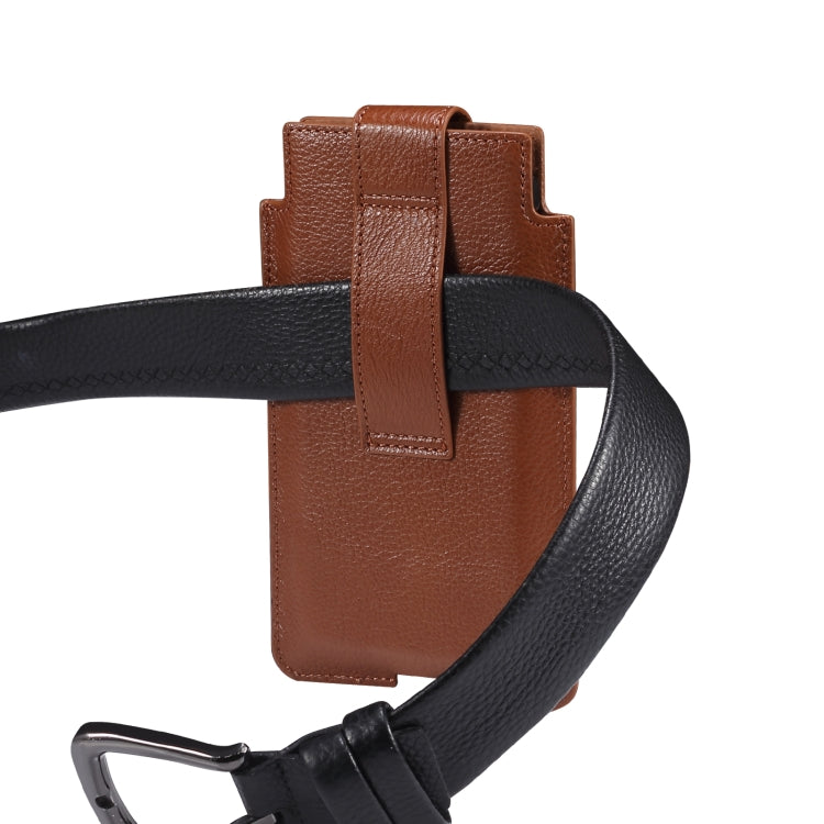 Universal Cow Leather Vertical Mobile Phone Leather Case Waist Bag For 7.2 inch and Below Phones(Brown) - More iPhone Cases by buy2fix | Online Shopping UK | buy2fix