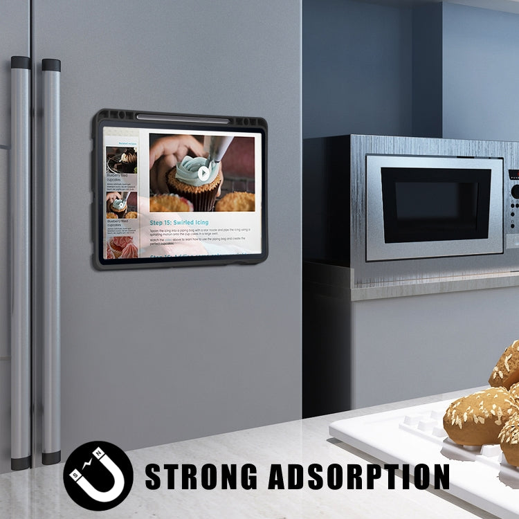 For Samsung Galaxy Tab S8 / Galaxy Tab S7 T870 Cloth Texture Multi-folding Horizontal Flip PU Leather Shockproof Case with Holder & Sleep / Wake-up Function(Black) - Galaxy Tab S8 Cases by buy2fix | Online Shopping UK | buy2fix