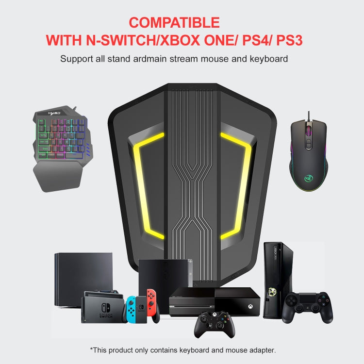 HXSJ P6+V100+A867 Keyboard Mouse Converter + One-handed Keyboard + RGB Gaming Mouse Set by HXSJ