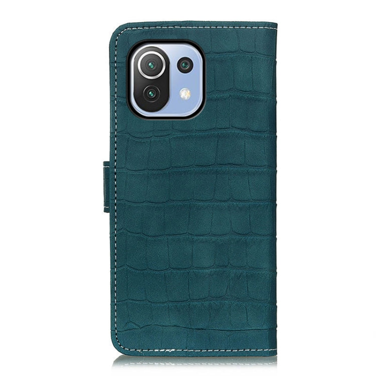 For Xiaomi Mi 11 Lite 5G / 4G Crocodile Texture Horizontal Flip Leather Case with Holder & Card Slots & Photo Frame & Wallet(Dark Green) - Xiaomi Cases by buy2fix | Online Shopping UK | buy2fix