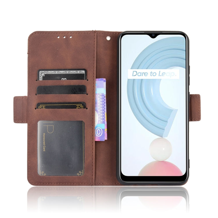 For OPPO Realme C21 Skin Feel Calf Pattern Horizontal Flip Leather Case with Holder & Card Slots & Photo Frame(Brown) - Realme Cases by buy2fix | Online Shopping UK | buy2fix