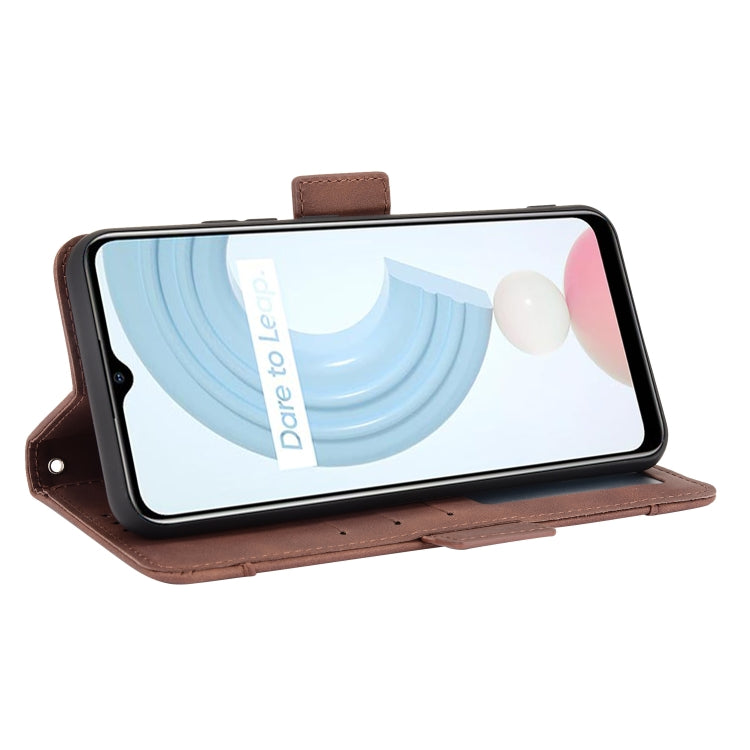 For OPPO Realme C21 Skin Feel Calf Pattern Horizontal Flip Leather Case with Holder & Card Slots & Photo Frame(Brown) - Realme Cases by buy2fix | Online Shopping UK | buy2fix