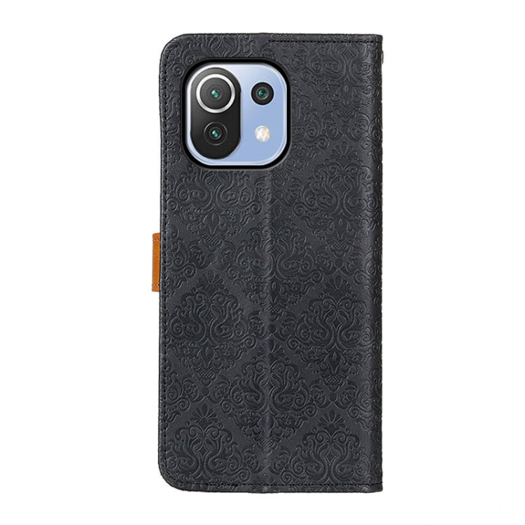 For Xiaomi Mi 11 Lite 5G / 4G European Floral Embossed Horizontal Flip PU Leather Case with Holder & Card Slots & Wallet & Photo Frame(Black) - Xiaomi Cases by buy2fix | Online Shopping UK | buy2fix
