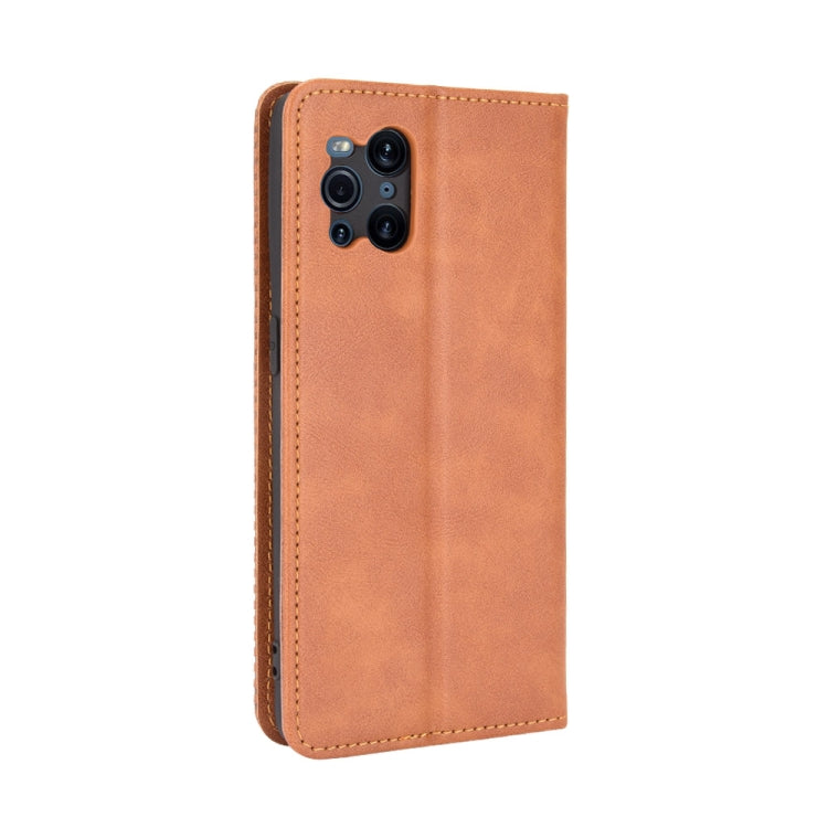 For OPPO Find X3 / Find X3 Pro Magnetic Buckle Retro Crazy Horse Texture Horizontal Flip Leather Case with Holder & Card Slots & Photo Frame(Brown) - OPPO Cases by buy2fix | Online Shopping UK | buy2fix