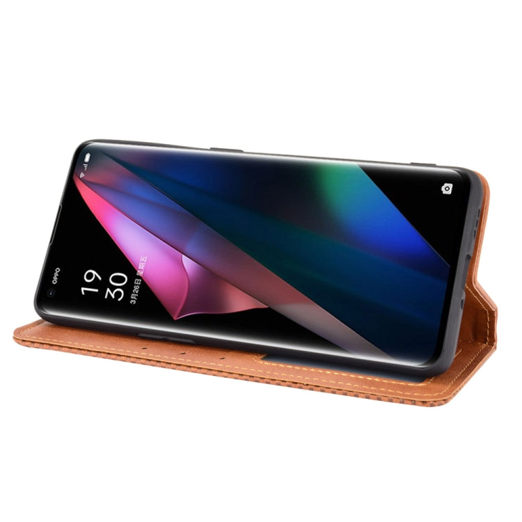 For OPPO Find X3 / Find X3 Pro Magnetic Buckle Retro Crazy Horse Texture Horizontal Flip Leather Case with Holder & Card Slots & Photo Frame(Brown) - OPPO Cases by buy2fix | Online Shopping UK | buy2fix