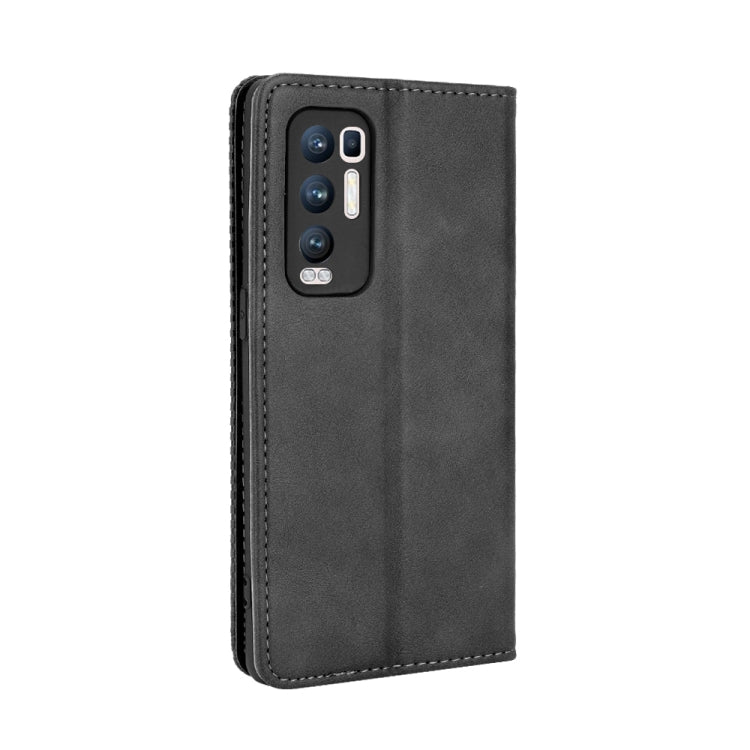 For OPPO Reno5 Pro Plus / Find X3 Neo Magnetic Buckle Retro Crazy Horse Texture Horizontal Flip Leather Case with Holder & Card Slots & Photo Frame(Black) - OPPO Cases by buy2fix | Online Shopping UK | buy2fix