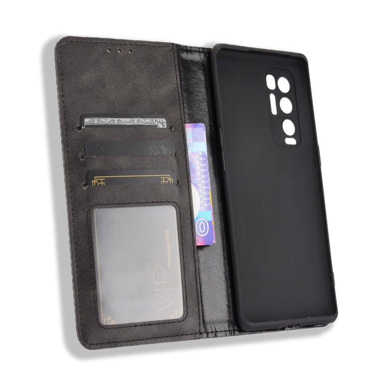 For OPPO Reno5 Pro Plus / Find X3 Neo Magnetic Buckle Retro Crazy Horse Texture Horizontal Flip Leather Case with Holder & Card Slots & Photo Frame(Black) - OPPO Cases by buy2fix | Online Shopping UK | buy2fix