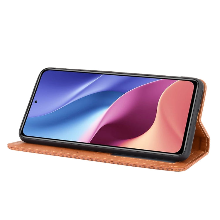 For Xiaomi Mi 11i / Poco F3 / Redmi K40 / K40 Pro / K40 Pro+ Magnetic Buckle Retro Crazy Horse Texture Horizontal Flip Leather Case with Holder & Card Slots & Photo Frame(Brown) - Xiaomi Cases by buy2fix | Online Shopping UK | buy2fix