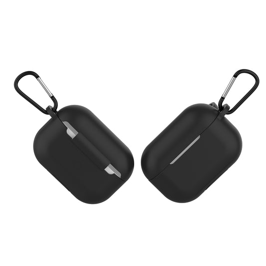 Solid Color Silicone Earphone Protective Case for AirPods Pro, with Hook(Black) by buy2fix
