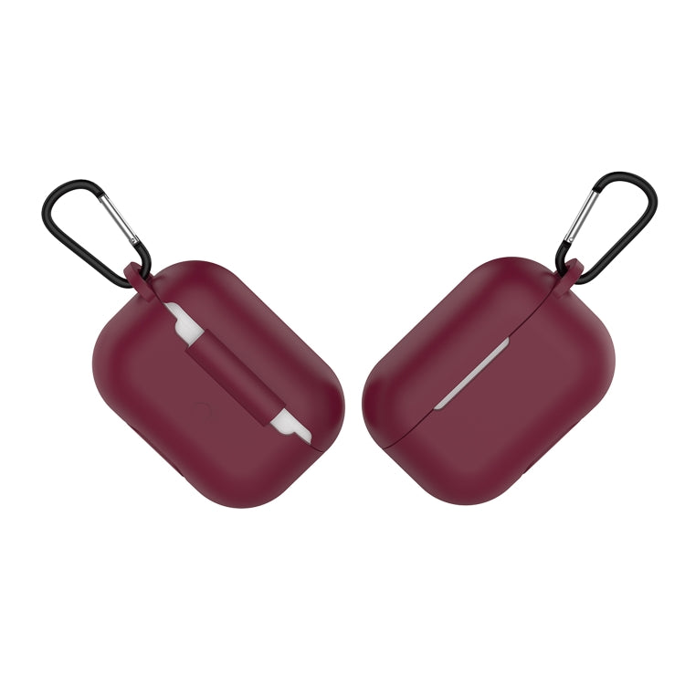 Solid Color Silicone Earphone Protective Case for AirPods Pro, with Hook(Wine Red) - For AirPods Pro by buy2fix | Online Shopping UK | buy2fix