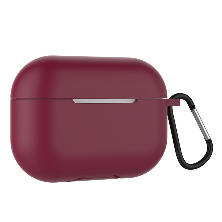 Solid Color Silicone Earphone Protective Case for AirPods Pro, with Hook(Wine Red) - For AirPods Pro by buy2fix | Online Shopping UK | buy2fix