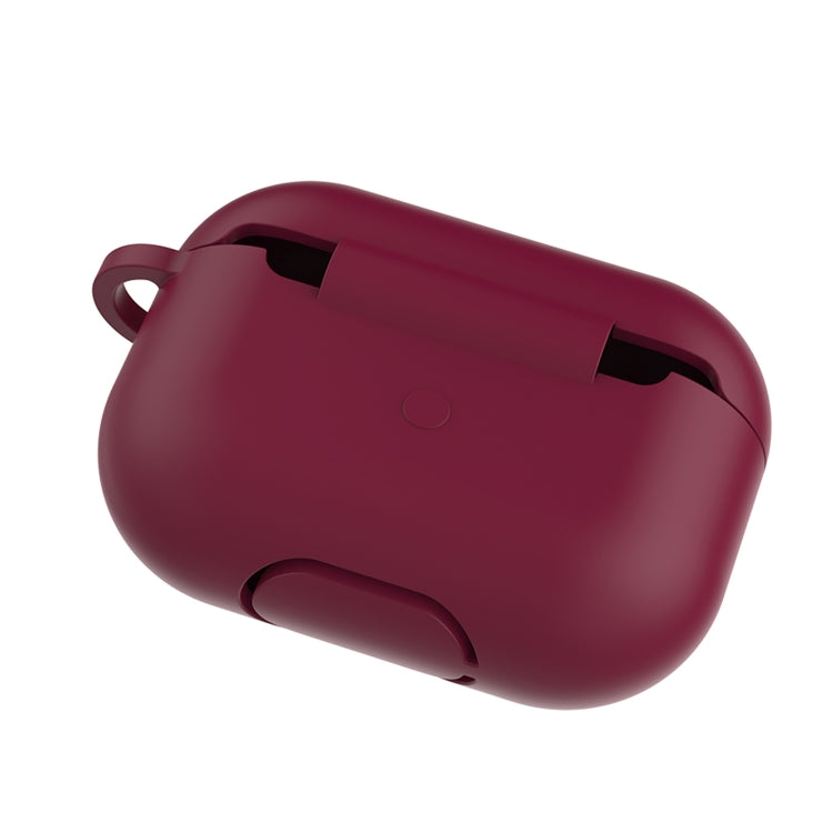 Solid Color Silicone Earphone Protective Case for AirPods Pro, with Hook(Wine Red) - For AirPods Pro by buy2fix | Online Shopping UK | buy2fix