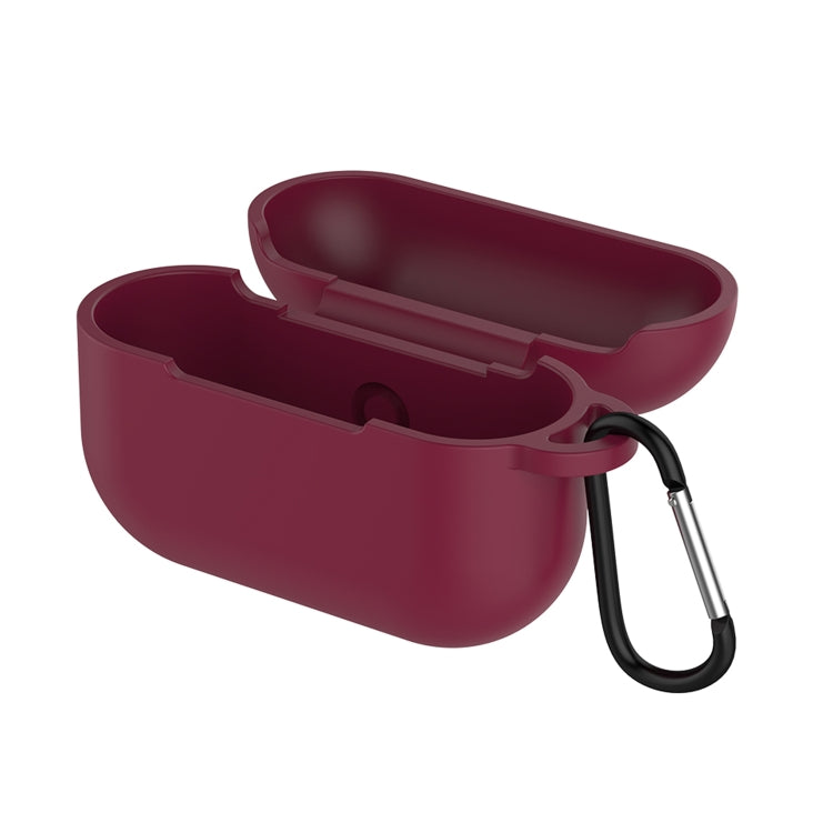 Solid Color Silicone Earphone Protective Case for AirPods Pro, with Hook(Wine Red) - For AirPods Pro by buy2fix | Online Shopping UK | buy2fix