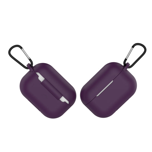 Solid Color Silicone Earphone Protective Case for AirPods Pro, with Hook(Purple) - For AirPods Pro by buy2fix | Online Shopping UK | buy2fix