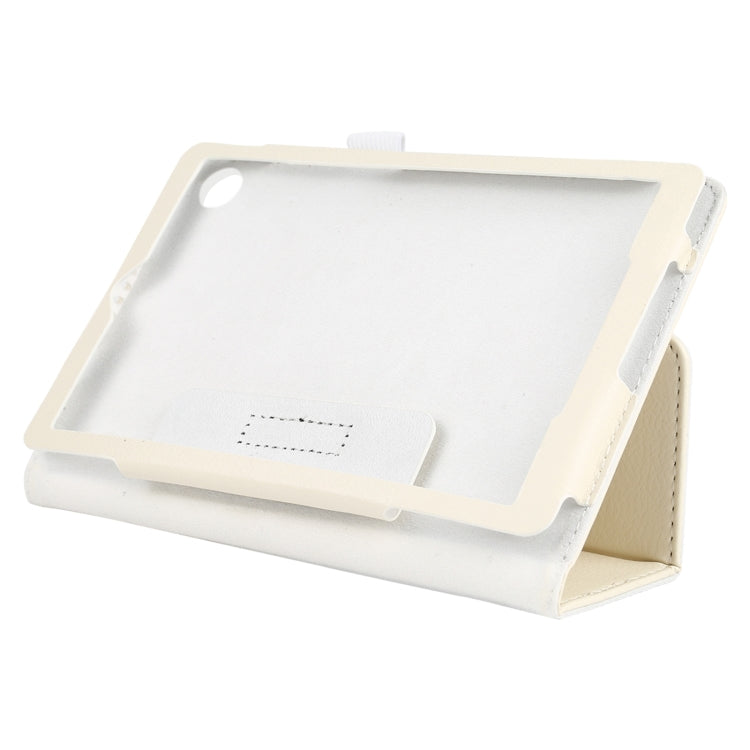 For Lenovo Tab M7 Litchi Texture Solid Color Horizontal Flip Leather Case with Holder & Pen Slot(White) - Lenovo by buy2fix | Online Shopping UK | buy2fix