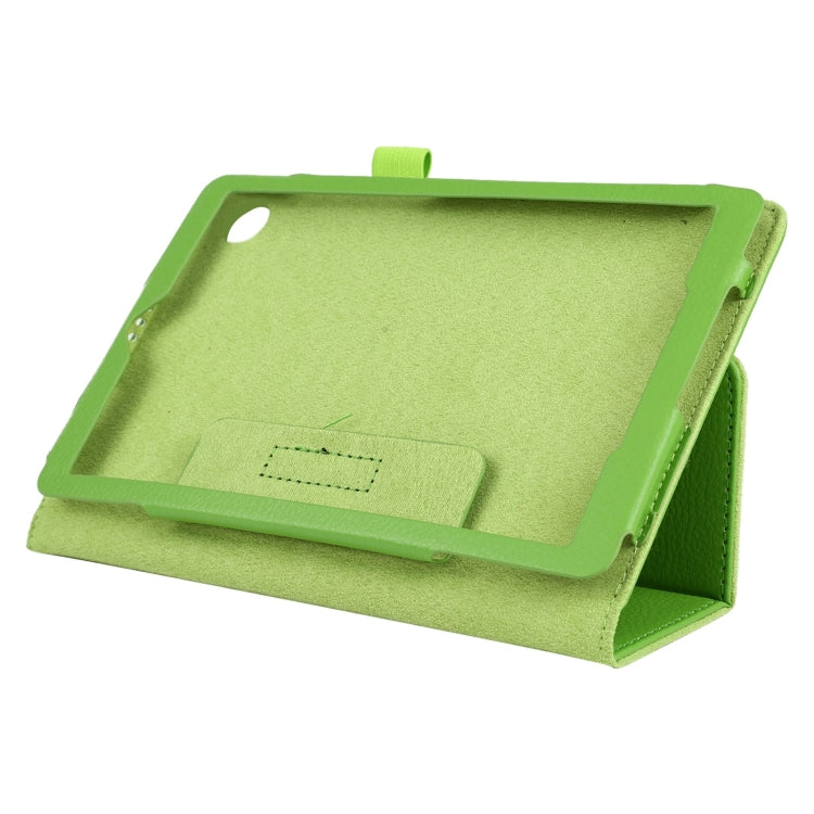 For Lenovo Tab M7 Litchi Texture Solid Color Horizontal Flip Leather Case with Holder & Pen Slot(Green) - Lenovo by buy2fix | Online Shopping UK | buy2fix