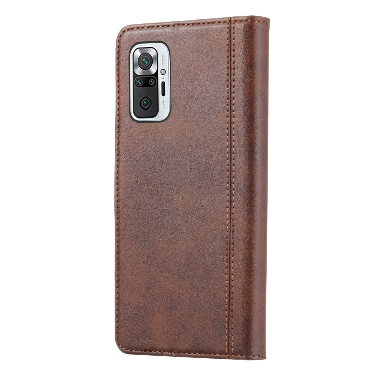 For Xiaomi Redmi Note 10 Pro Calf Texture Double Fold Clasp Horizontal Flip Leather Case with Photo Frame & Holder & Card Slots & Wallet(Coffee) - Xiaomi Cases by buy2fix | Online Shopping UK | buy2fix
