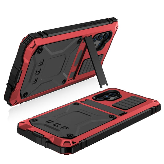 For Samsung Galaxy A32 4G R-JUST Waterproof Shockproof Dustproof Metal + Silicone Protective Case with Holder(Red) by R-JUST
