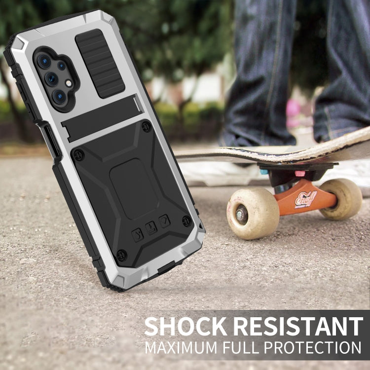 For Samsung Galaxy A32 5G / M32 5G R-JUST Waterproof Shockproof Dustproof Metal + Silicone Protective Case with Holder(Silver) by R-JUST