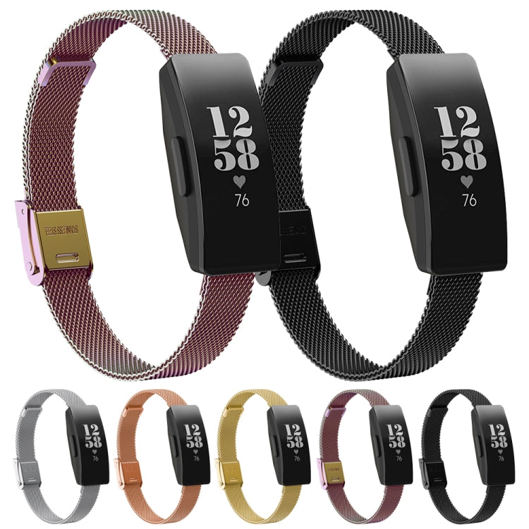For Fitbit Inspire / Inspire HR / Ace 2 Double Insurance Buckle Milanese Watch Band(Silver) - Watch Bands by buy2fix | Online Shopping UK | buy2fix