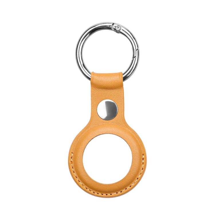 Anti-scratch Top-layer Cowhide Leather Case Cover with Switchable Keychain Ring for AirTag(Light Brown) - Key Chain Series by buy2fix | Online Shopping UK | buy2fix