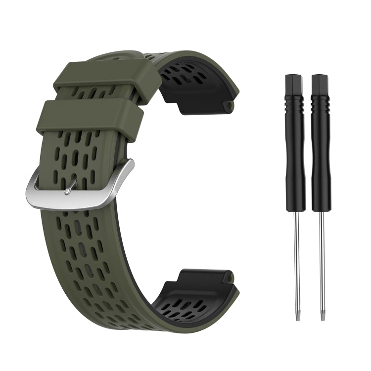 For Garmin Approach S2 / S4 Two-color Silicone Watch Band(Army Green Black) - Watch Bands by buy2fix | Online Shopping UK | buy2fix