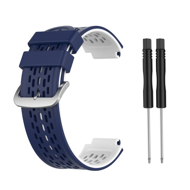For Garmin Approach S2 / S4 Two-color Silicone Watch Band(Blue White) - Watch Bands by buy2fix | Online Shopping UK | buy2fix