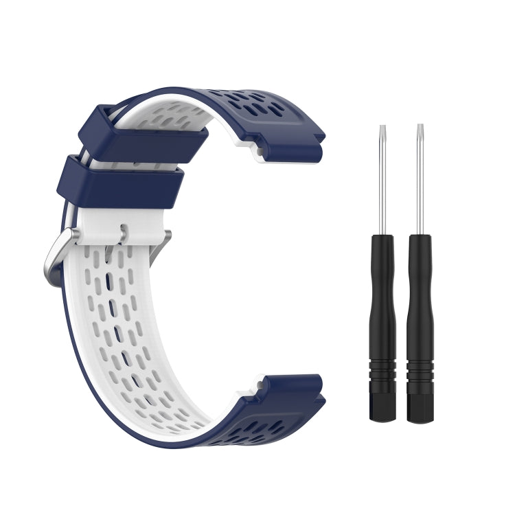 For Garmin Approach S2 / S4 Two-color Silicone Watch Band(Blue White) - Watch Bands by buy2fix | Online Shopping UK | buy2fix