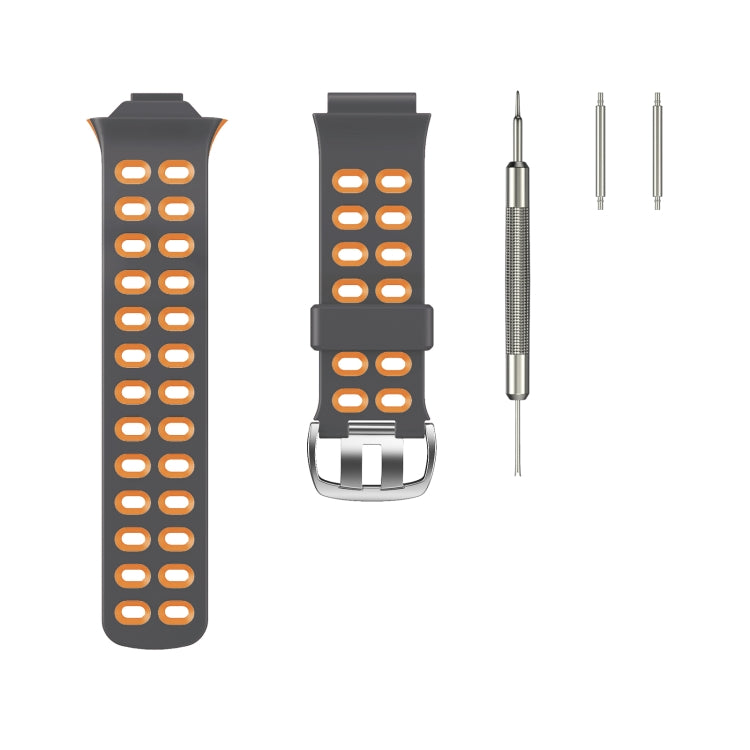 For Garmin Forerunner 310XT Two-color Silicone Watch Band(Grey Orange) - Watch Bands by buy2fix | Online Shopping UK | buy2fix
